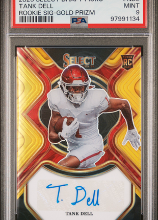 Tank Dell 2023 Panini Select DP Rookie Sigs Gold Prizm /10 RC Auto PSA9 MINT