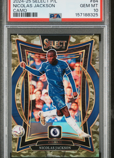 Nicolas Jackson 2024-25 Panini Select Premier League #84 Camo /150 PSA10 GEM MT