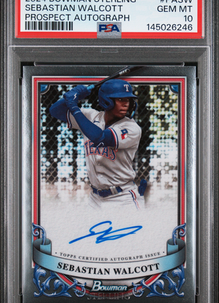 Sebastian Walcott 2024 Bowman Sterling #PASW Prospect Auto PSA10 GEM MT Rangers