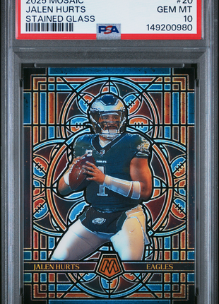 Jalen Hurts 2025 Panini Mosaic #20 Stained Glass Case Hit SSP PSA10 GEM MT