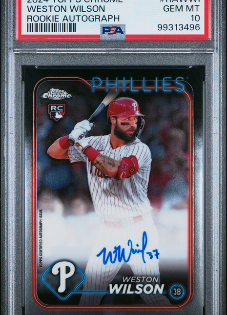 Weston Wilson 2024 Topps Chrome Rookie Autographs Auto RC PSA10 GEM MT Phillies