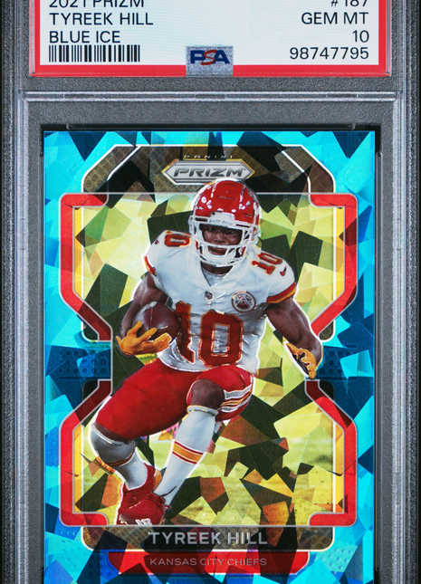 Tyreek Hill 2021 Panini Prizm #187 Blue Ice /99 PSA10 GEM MT Chiefs