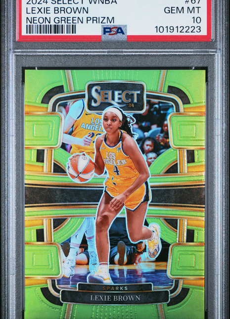 Lexie Brown 2024 Panini Select WNBA #67 Neon Green Prizm /75 PSA10 GEM MT Sparks