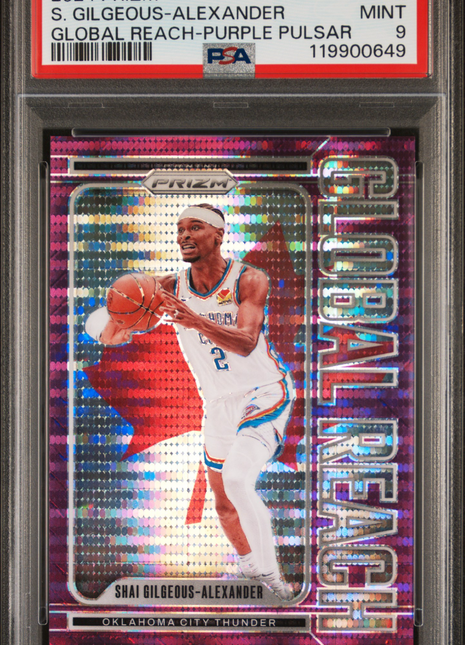 Shai Gilgeous-Alexander 2024-25 Prizm Global Reach Purple Pulsar /35 PSA9 MINT