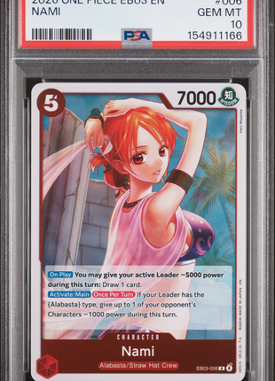 Nami 2026 One Piece Eb03 #006 Heroines Edition Rare PSA10 GEM MT