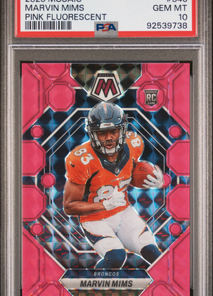 Marvin Mims 2023 Panini Mosaic #346 Pink Fluorescent /10 RC PSA10 GEM MT