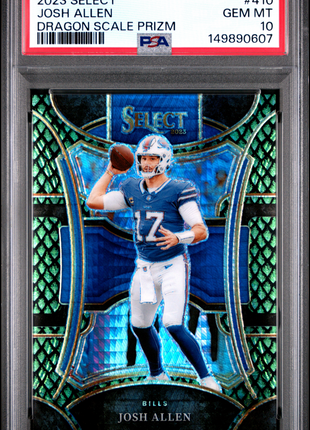 Josh Allen 2023 Panini Select #410 Dragon Scale Prizm /70 PSA10 GEM MT Bills