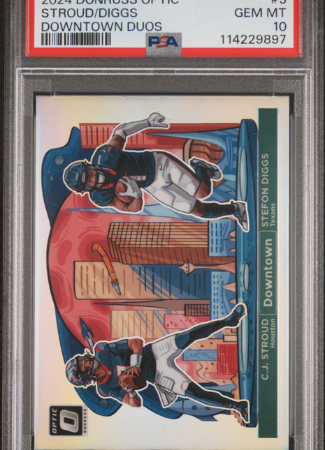 C.J. Stroud/Stefon Diggs 2024 Donruss Optic #5 Downtown Duos SSP PSA10 GEM MT