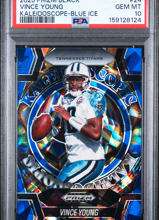 Vince Young 2025 Panini Prizm Black Kaleidoscopic #24 Blue Ice /99 PSA10 GEM MT