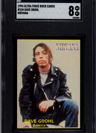 Dave Grohl 1994 Ultra Figus Rock Cards #104 Nirvana Rookie RC SGC8 NM-MT