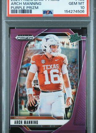 Arch Manning 2025 Panini Prizm DP #166 Purple Prizm /99 PSA10 GEM MT Longhorns