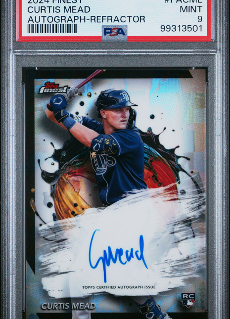 Curtis Mead 2024 Topps Finest #FACME Refractor Auto RC PSA9 MINT Tampa Bay Rays