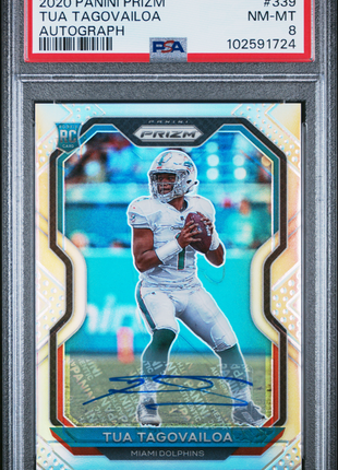 Tua Tagovailoa 2020 Panini Prizm #339 Silver Autograph RC Auto PSA8 NM-MT