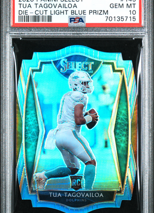 Tua Tagovailoa 2020 Panini Select #145 Die-Cut Light Blue Prizm RC PSA10 GEM MT