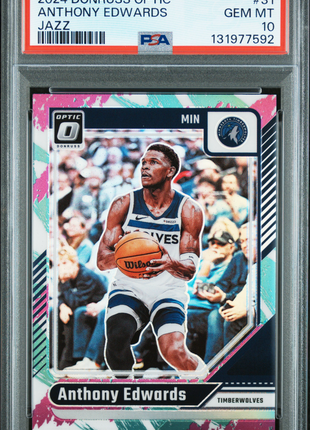 Anthony Edwards 2024-25 Panini Donruss Optic #31 Jazz Case Hit SSP PSA10 GEM MT