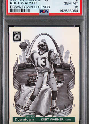 Kurt Warner 2024 Panini Donruss Optic #2 Downtown Legends SSP PSA10 GEM MT
