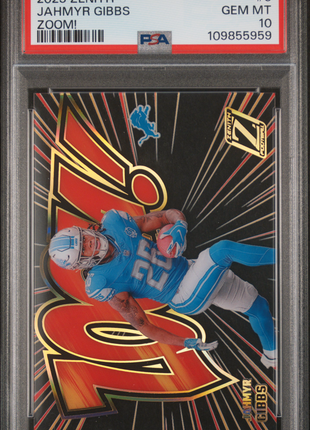 Jahmyr Gibbs 2023 Panini Zenith #5 Zoom! RC Case Hit SSP PSA10 GEM MT