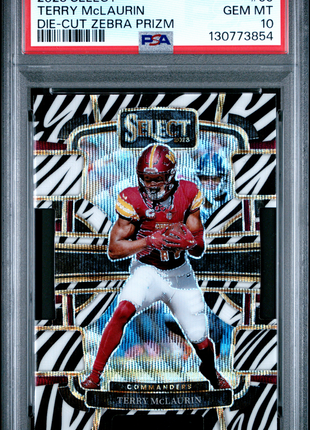 Terry McLaurin 2023 Panini Select #99 Die Cut Zebra Prizm SSP PSA10 GEM MT