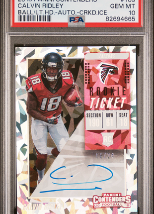 Calvin Ridley 2018 Panini Contenders #109 Cracked Ice /24 RC Auto PSA10 GEM MT