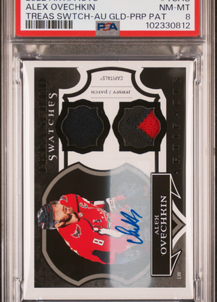Alex Ovechkin 2022 Artifacts #TSAO Treasured Swatches Gold /5 Auto PSA8 NM-MT