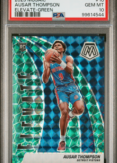 Ausar Thompson 2023 Panini Mosaic #10 Elevate Green RC PSA10 GEM MT Pistons