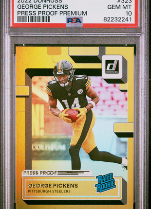 George Pickens 2022 Panini Donruss #323 Press Proof Premium RC PSA10 GEM MT