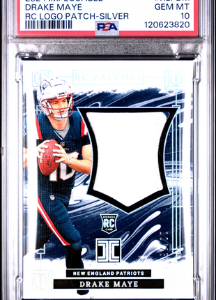 Drake Maye 2024 Panini Impeccable RC Logo Patches Silver /25 RC PSA10 GEM MT