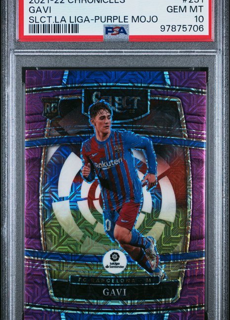 Gavi 2021-22 Panini Chronicles #231 Select Purple Mojo Rookie RC PSA10 GEM MT