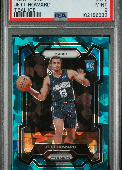 Jett Howard 2023-24 Panini Prizm #132 Teal Ice /225 Rookie RC PSA9 MINT Magic