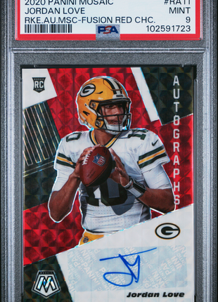 Jordan Love 2020 Panini Mosaic #RA11 Fusion Red Choice RC Auto PSA9 MINT