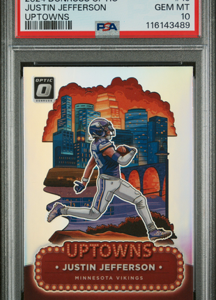 Justin Jefferson 2024 Panini Donruss Optic #19 Uptowns Case Hit SSP PSA10 GEM MT
