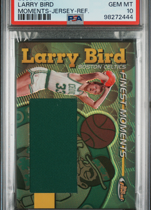 Larry Bird 2006-07 Finest Moments Game-Worn Jersey Refractor /299 PSA10 GEM MT
