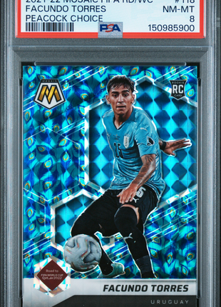 Facundo Torres 2021-2022 Panini Mosaic FIFA W/C Peacock Choice RC SSP PSA8 NM-MT