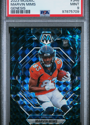 Marvin Mims 2023 Panini Mosaic #346 Genesis Rookie RC Case Hit SSP PSA9 MINT