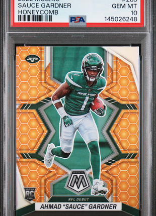 Ahmad "Sauce" Gardner 2022 Panini Mosaic #289 Honeycomb SSP RC PSA10 GEM MT