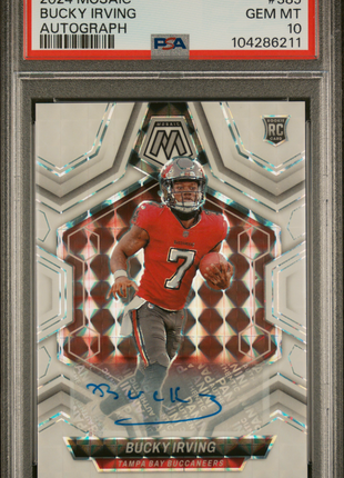 Bucky Irving 2024 Panini Mosaic #385 White Mosaic Rookie RC Auto PSA10 GEM MT