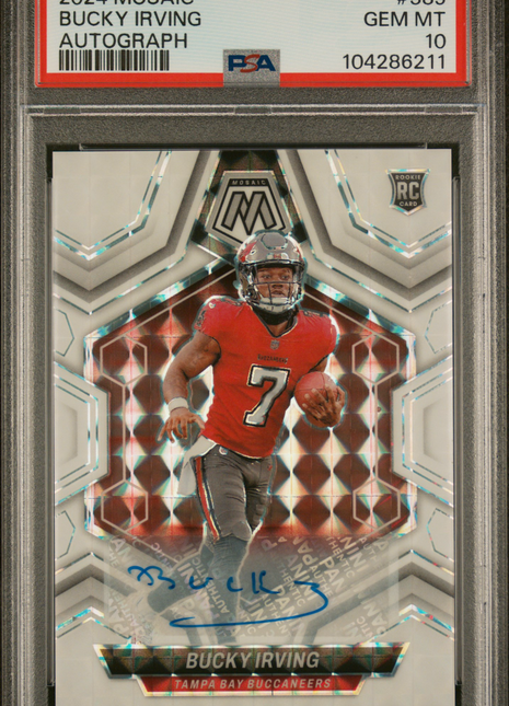 Bucky Irving 2024 Panini Mosaic #385 White Mosaic Rookie RC Auto PSA10 GEM MT