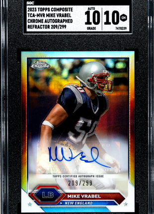 Mike Vrabel 2023 Topps Composite Chrome Refractor/ 299 Auto SGC10/10 GEM MT