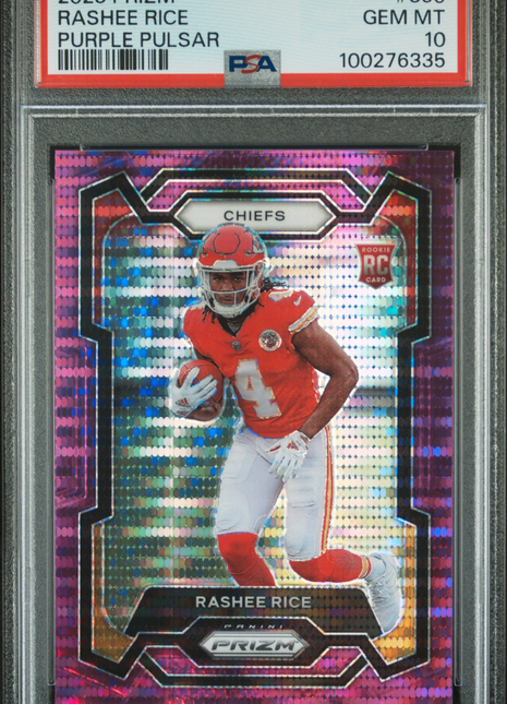 Rashee Rice 2023 Panini Prizm #350 Purple Pulsar PSA 10
