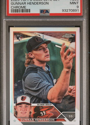 Gunnar Henderson 2023 Topps Complete Set #206 Chrome Variation RC PSA9 MINT