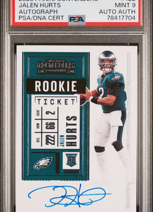 Jalen Hurts 2020 Panini Contenders #122 Rookie Ticket RC Auto PSA9 MINT Eagles