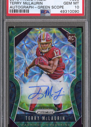 Terry McLaurin 2019 Panini Prizm #353 Green Scope /75 RC Auto PSA10 GEM MT