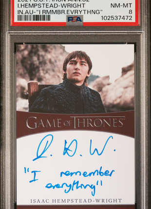 I. Hempstead-Wright 2021 Game Of Thrones "I Remember Everything" Auto PSA8 MM-MT
