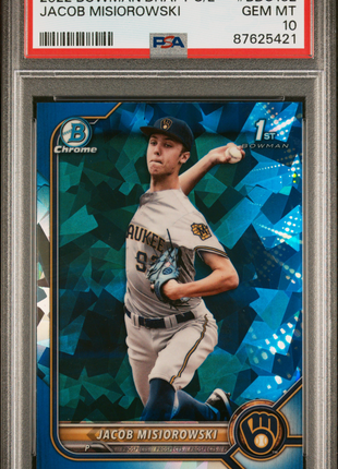 Jacob Misiorowski 2022 Bowman Draft Chrome Sapphire #BDC132 RC PSA10 GEM MT