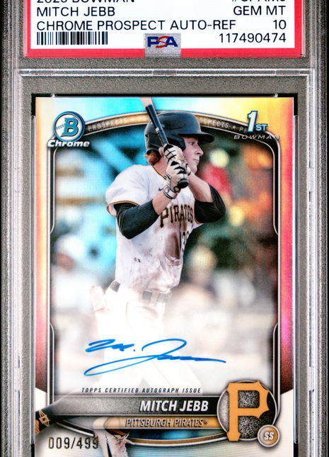 Mitch Jebb 2025 Bowman Chrome #CPAMJ Refractor /499 Auto PSA10 GEM MT