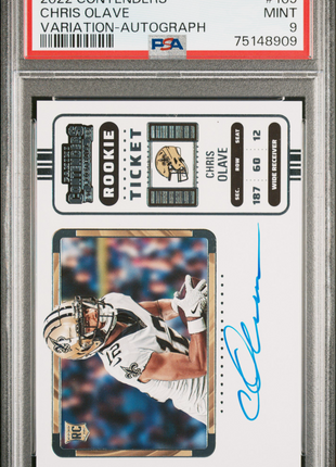 Chris Olave 2022 Panini Contenders #109 Rookie Ticket Auto RC PSA9 MINT Saints