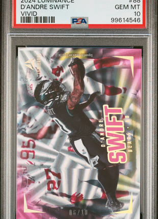 D'Andre Swift 2024 Panini Luminance #88 Vivid /10 PSA10 GEM MT Chicago Bears