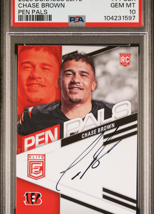 Chase Brown 2023 Panini Donruss Elite #PPCBR Pen Pals RC Auto PSA10 GEM MT