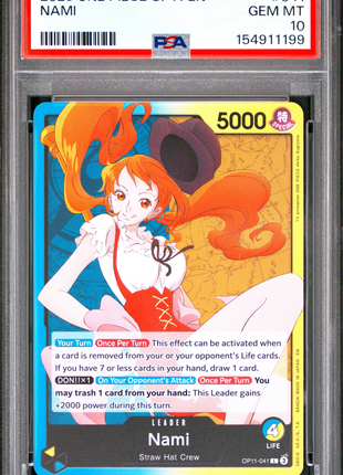 Nami 2025 One Piece Op11-A Fist Of Divine Speed#041 PSA10 GEM MT