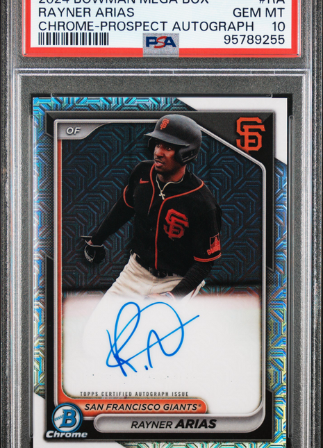 Rayner Arias 2024 Bowman Mega Box #RA Mojo Refractor Auto PSA10 GEM MT